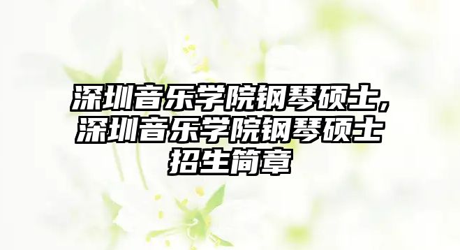 深圳音樂學院鋼琴碩士,深圳音樂學院鋼琴碩士招生簡章