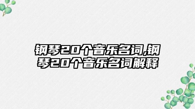 鋼琴20個(gè)音樂名詞,鋼琴20個(gè)音樂名詞解釋