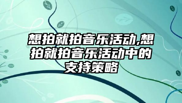 想拍就拍音樂活動,想拍就拍音樂活動中的支持策略