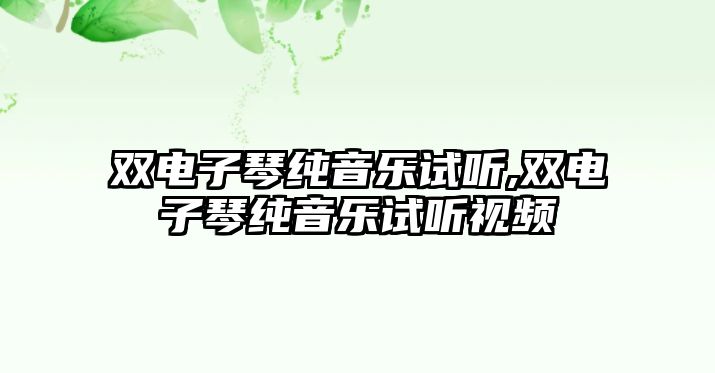 雙電子琴純音樂試聽,雙電子琴純音樂試聽視頻