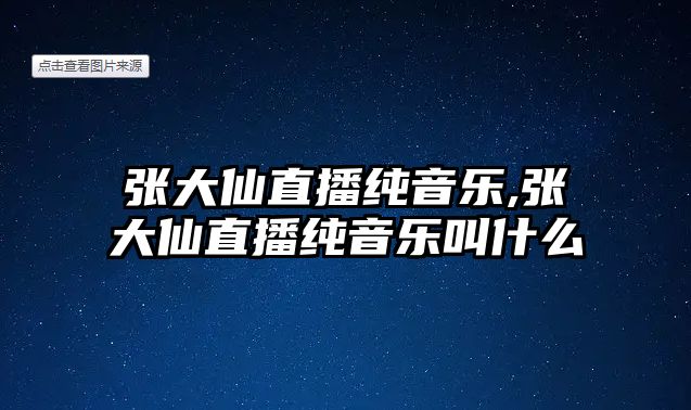 張大仙直播純音樂,張大仙直播純音樂叫什么