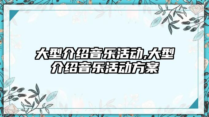 大型介紹音樂活動,大型介紹音樂活動方案