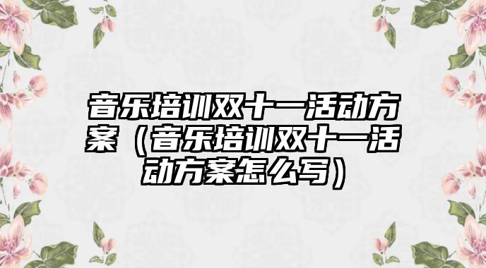 音樂培訓雙十一活動方案（音樂培訓雙十一活動方案怎么寫）