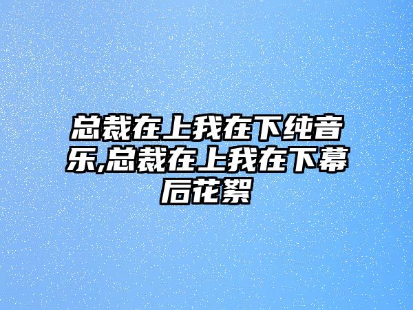 總裁在上我在下純音樂,總裁在上我在下幕后花絮