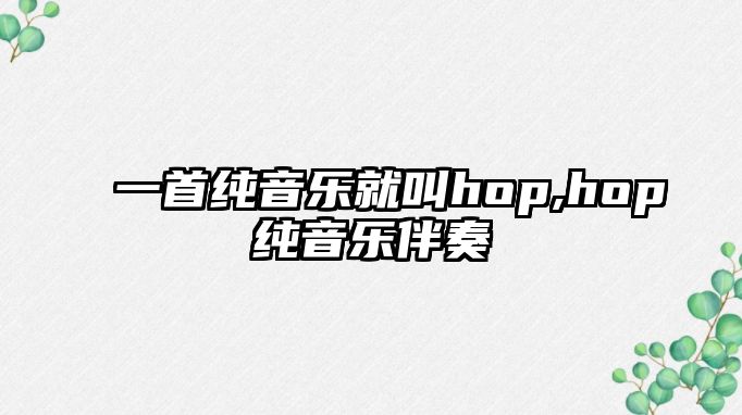 一首純音樂(lè)就叫hop,hop純音樂(lè)伴奏