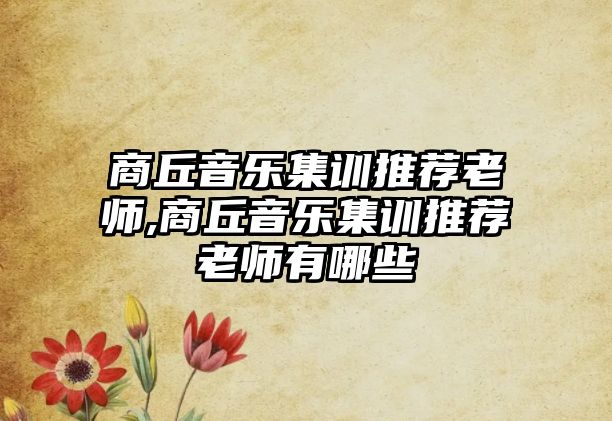 商丘音樂集訓(xùn)推薦老師,商丘音樂集訓(xùn)推薦老師有哪些