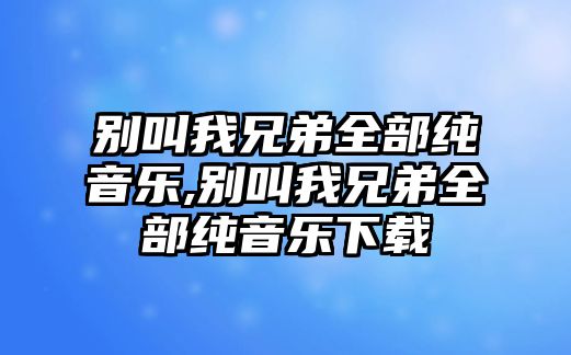 別叫我兄弟全部純音樂,別叫我兄弟全部純音樂下載