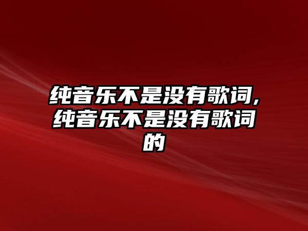 純音樂不是沒有歌詞,純音樂不是沒有歌詞的