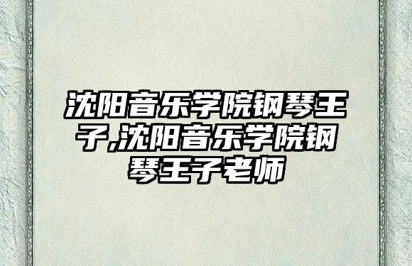 沈陽音樂學院鋼琴王子,沈陽音樂學院鋼琴王子老師