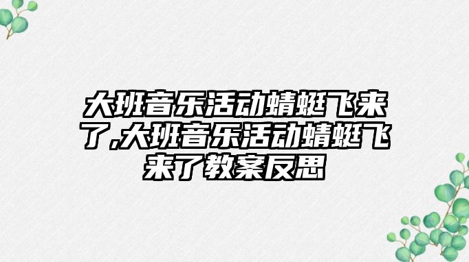 大班音樂活動蜻蜓飛來了,大班音樂活動蜻蜓飛來了教案反思