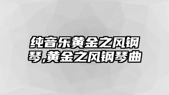 純音樂黃金之風鋼琴,黃金之風鋼琴曲