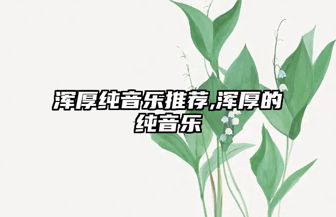 渾厚純音樂推薦,渾厚的純音樂