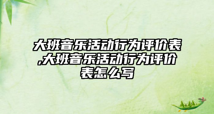 大班音樂活動行為評價表,大班音樂活動行為評價表怎么寫