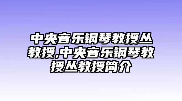 中央音樂鋼琴教授叢教授,中央音樂鋼琴教授叢教授簡介