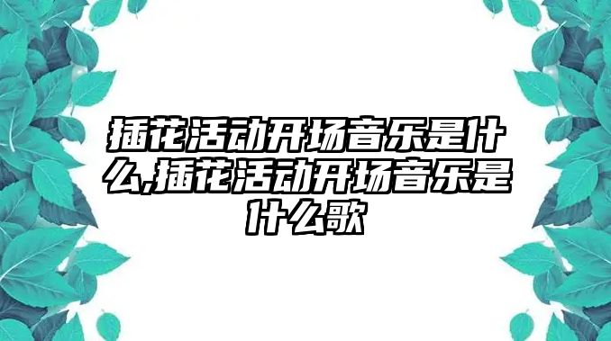 插花活動開場音樂是什么,插花活動開場音樂是什么歌