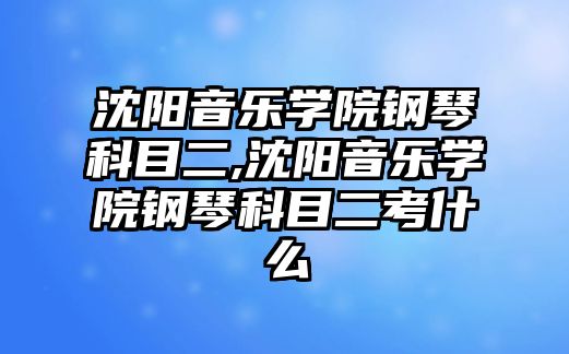 沈陽音樂學院鋼琴科目二,沈陽音樂學院鋼琴科目二考什么