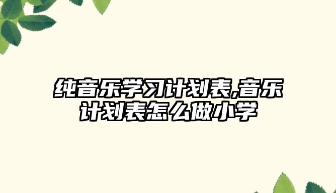 純音樂學習計劃表,音樂計劃表怎么做小學