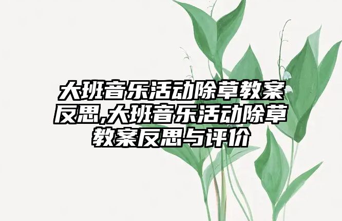 大班音樂活動除草教案反思,大班音樂活動除草教案反思與評價