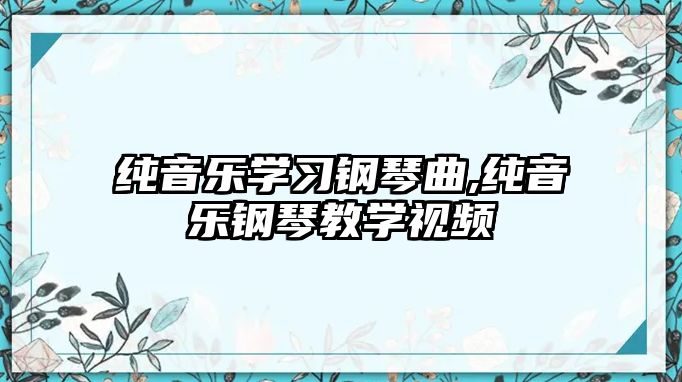 純音樂學習鋼琴曲,純音樂鋼琴教學視頻