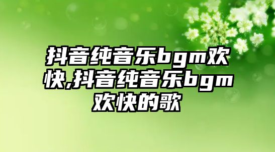 抖音純音樂bgm歡快,抖音純音樂bgm歡快的歌