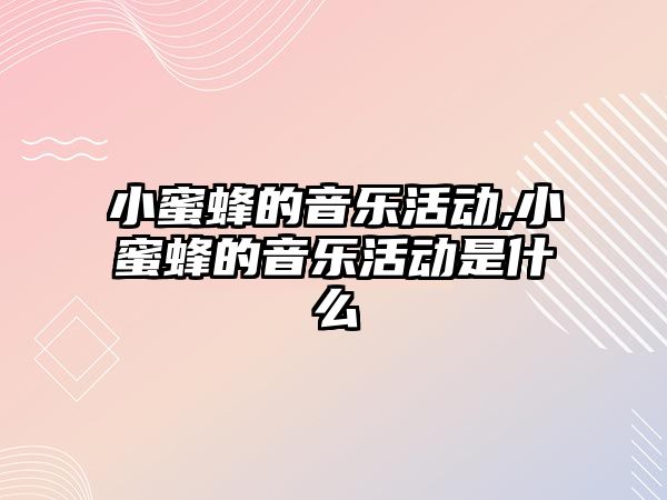 小蜜蜂的音樂活動,小蜜蜂的音樂活動是什么