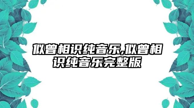 似曾相識純音樂,似曾相識純音樂完整版