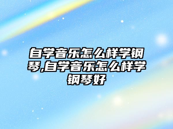 自學音樂怎么樣學鋼琴,自學音樂怎么樣學鋼琴好