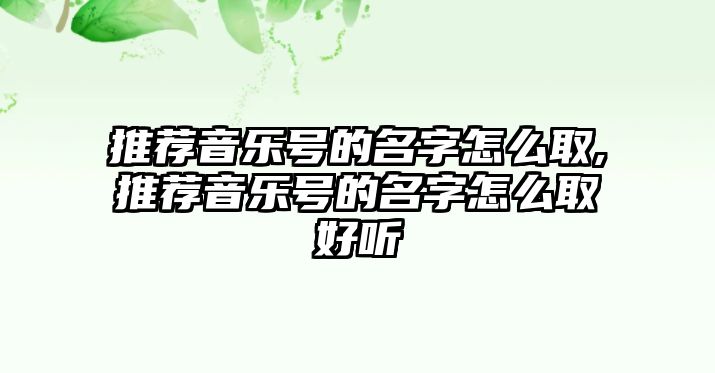 推薦音樂號的名字怎么取,推薦音樂號的名字怎么取好聽