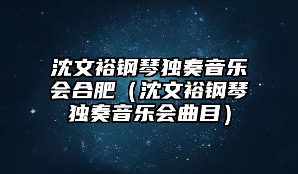 沈文裕鋼琴獨(dú)奏音樂(lè)會(huì)合肥（沈文裕鋼琴獨(dú)奏音樂(lè)會(huì)曲目）