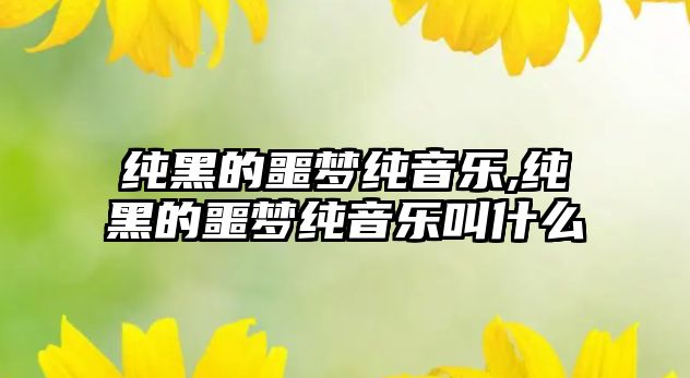 純黑的噩夢(mèng)純音樂,純黑的噩夢(mèng)純音樂叫什么